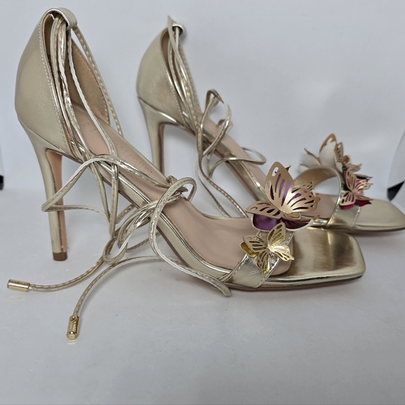 DREAM PAIRS Gold Butterfly Lace Up Strap Stilleto High Heels Sandal - Picture 15 of 16